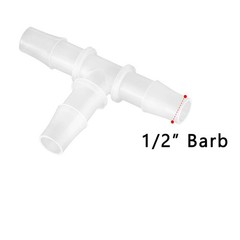 Quickun 1/2″ Hose Barb T Shaped Tee Type 3 Way Equal Barbed Fitting Plastic J…