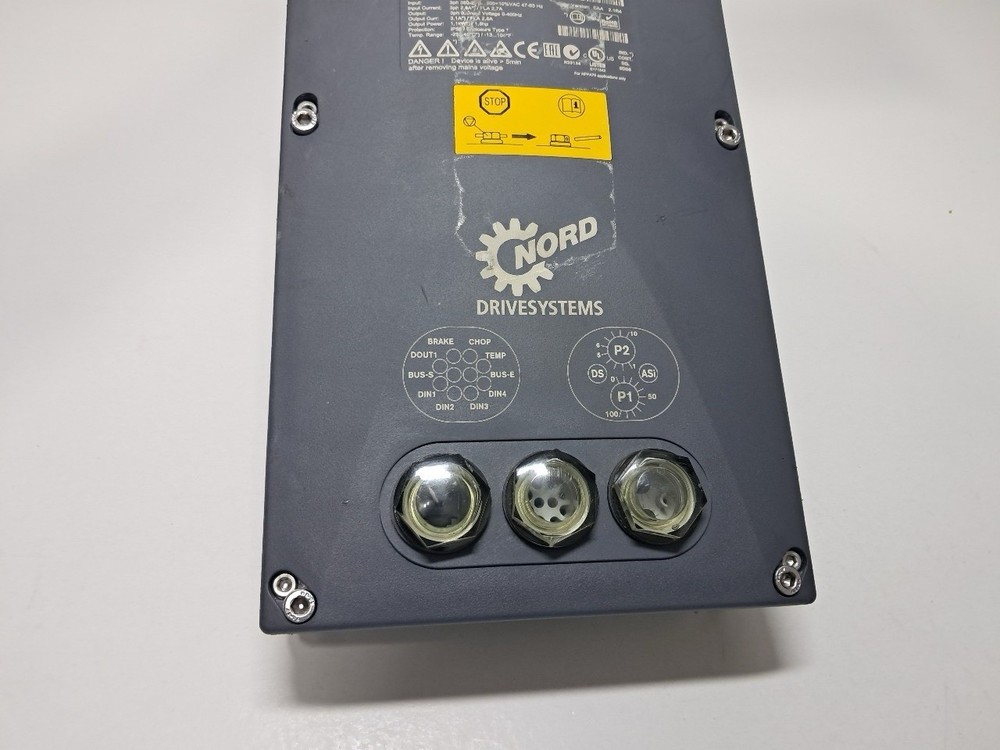 Used – Nord SK 205E-111-340-A INVERTER 1.1 kW 3ph FLA 2.7 Amps 0/400 Hz