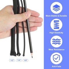 1/4″x25ft Elastic Polyester Marine Grade Bungee Cord for Kayak Black
