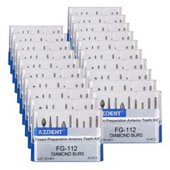 50pc Dental Diamond Burs FG Hight Handpiece Crown Preparation Anterior Teeth Set