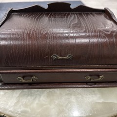 Vtg Roll Top Desk Organizer Tambour Valet Jewelry Box Drawer Made in Japan