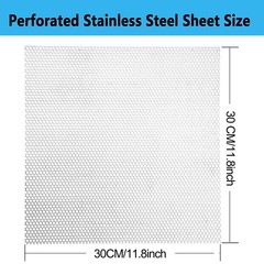 Stainless Steel Perforated Sheet, Perforated Metal Sheet 11.8″ x 11.8″ Stainles