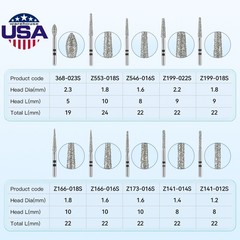 Pro Dental Diamond Zirconia Cutting Burs Kit Friction Grip 1.6mm 10Pcs/Pack