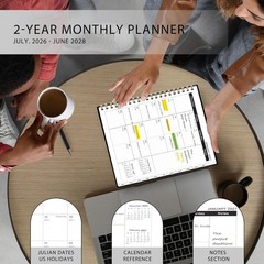 2026-2028 Academic Monthly Planner – 2- Organizer with Tabs, Black 8.5″x11″
