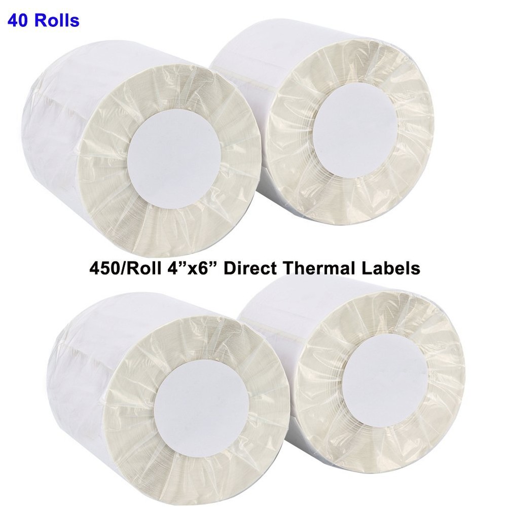 40 Rolls Direct Thermal Labels 450/Roll 4×6 For Zebra Eltron GK420D 2844 ZP-450