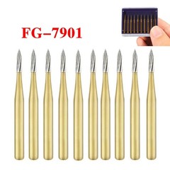 Gold Dental Burs Trimming & Finishing Tungsten Carbide FG 7901/7902/7406/7408