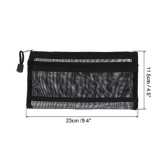 6Pcs Mesh Zipper Bags, B6 Travel Cases Nylon Makeup Pouches, Black