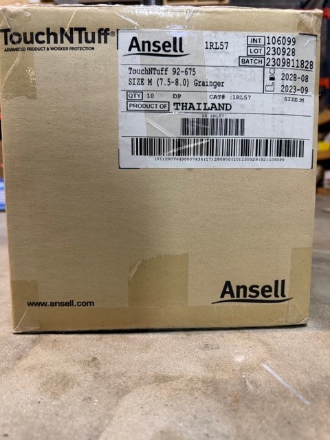 Ansell 92-675 Touchntuff, Medium, Disposable Nitrile Gloves, Case of 10 Packs