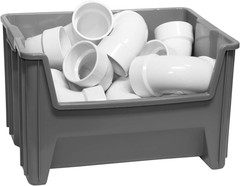 Heavy Duty Stackable Open Front Storage Bins – Gray & Blue Options