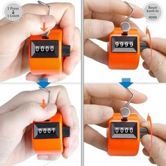Hand Tally Counter, Handheld 4 Digit Lap Counter, Manual Mechanical Clicker HO