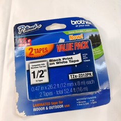 NEW Brother P-touch TZE-2312PK Tape 1/2″ Black on White 2 pk TZE-231 Genuine OEM