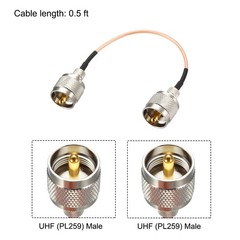 UHF Male PL-259 to UHF Male PL-259 Low Loss Coax Jumper Cable 0.5Feet