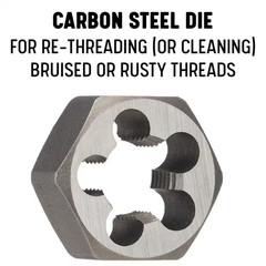5/8 In.-11 Carbon Steel Left Hand Hex Re-Threading Die