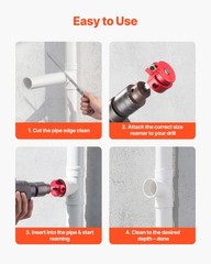 VEVOR PVC Pipe Reamer Kit PVC Fitting Socket Saver 9-Piece for SCH40 ABS Pipes