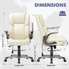 Leather Executive Office Chair- High Back Home Computer Desk Chair with Padded F