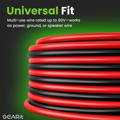 GEARit 16 Gauge Wire (50ft Each – 16 – Black/Red), Black/Red