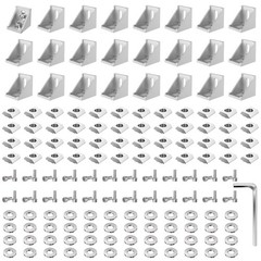 24 Sets Silver 3030 Aluminum Extrusion Profile Connector Corner Bracket Kit