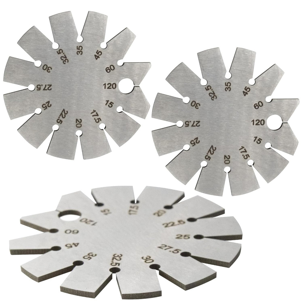 3 PCS Brushed Silver 15-120 Degree Bevel Gauge Stainless Steel Axe Angle Gauge