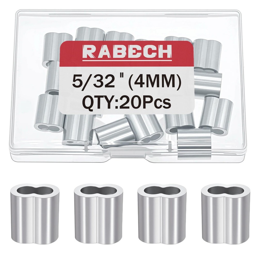 5/32 Inch Aluminum Crimping Loop Sleeve 5/32″ 4MM Cable Ferrules Crimp Loops …
