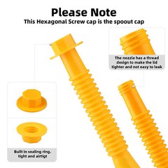 6X Replacement Gas Can Spout Nozzle Vent Kit for Plastic Gas Cans Old Style Cap