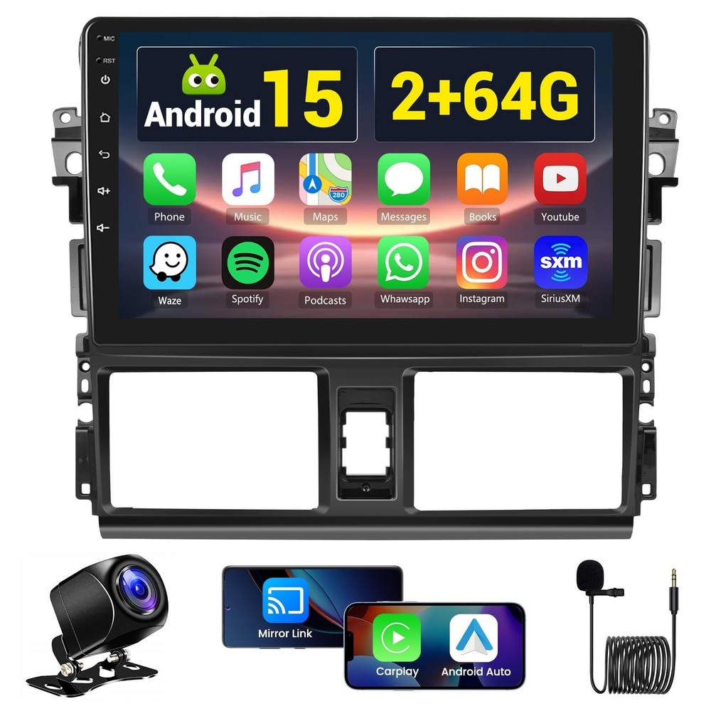 2+64GB Android 15 Car Radio for 2013 2014 2015 2016 Toyota Vios Yaris Wireles…
