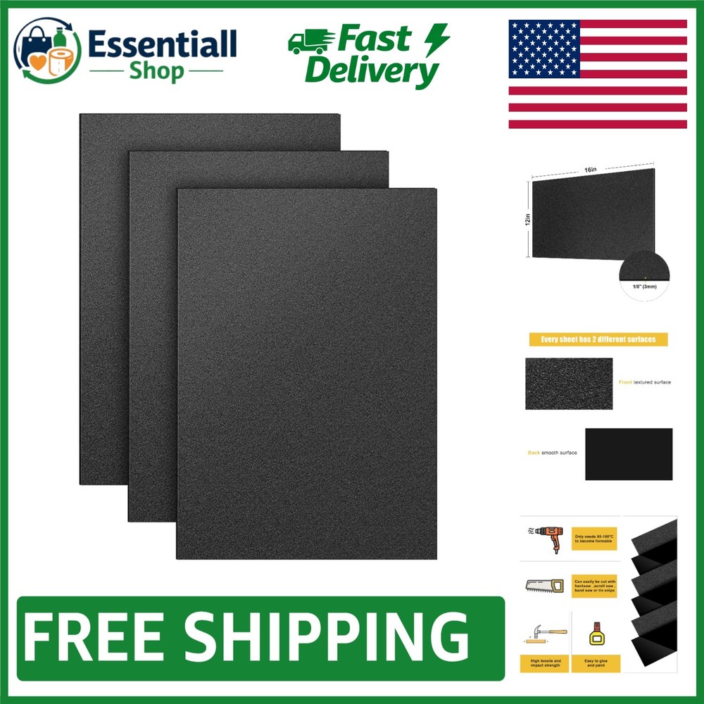 High Strength Black ABS Plastic Sheets 3 Pack 12″x16″ Ideal for Home Decor