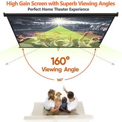 Black Projector Screen Pull Down 16:10 Foldable Wall Mount HD Projection Screen