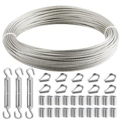 1/8 Inch Wire Rope, 120FT Stainless Steel Cable, 7×7 Strands Steel Wire Kit w…