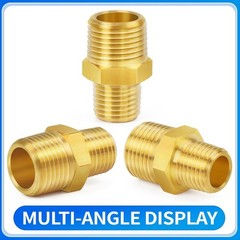 Brass Pipe Fitting, Reducer Hex Nipple 1/2″ NPT Male x 1/4″ NPT Male Thread A…