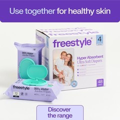 Freestyle 2pk Size 3 Diapers 56ct, Chlorine-Free Hypoallergenic