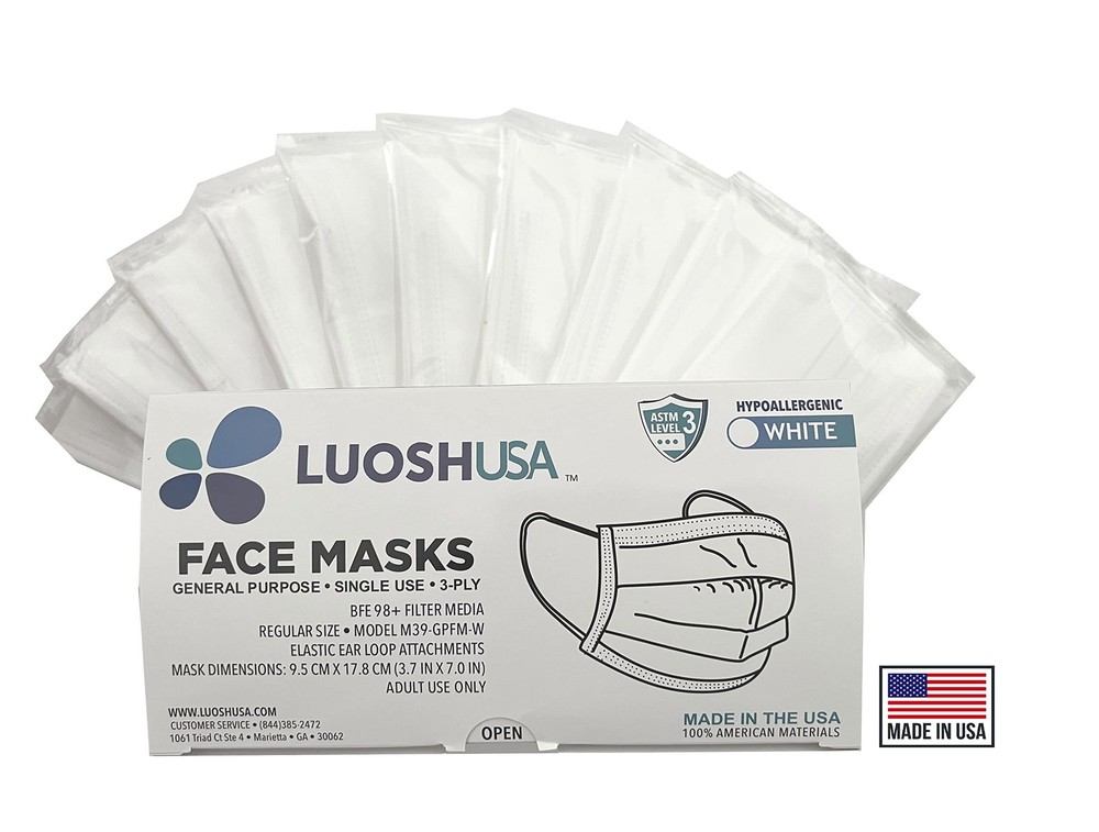 3 Ply Made in USA, 50 Pack Disposable Masks for Adults, ASTM Level 3, Large S…