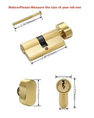 Solid Brass Lock Cylinder with 3 Keys 63mm Door 63MM-KD, Brushed