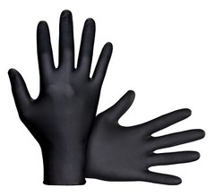SAS Safety 66518 Raven Powder-Free Disposable Black Nitrile 7-Mil Gloves, Lar…