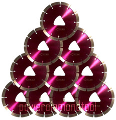 10Pk-6″ Husqvarna 150 Soff-Cut RED Color Diamond Blade- Early Entry+3 SKID PLATE