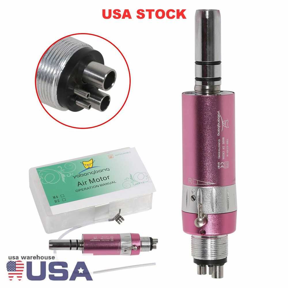 Dental E-type 4H Air Motor 4Holes Slow Low Speed Handpiece Pink-Color