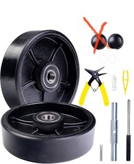Pallet Jack/Truck Steering Wheels 7″ Set with Axle, Missing 1 Protective Cap
