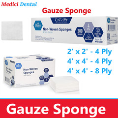 2×2, 3×3, 4×4 Non Woven Sponges 4-Ply, 8 – Ply, 12-Ply, Cotton Gauze 200-4000/Bx