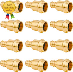 12 Pack 1/2″ Press Pro Press X 1/2″ PEX Adapter Crimp Fittings Brass Coupling Co