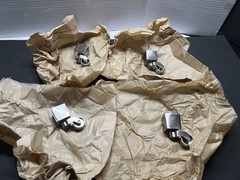 New Set (4) Nickel/Brushed Metal Square Cup Swivel Furniture Casters