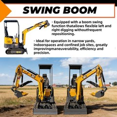 1.4Ton Mini Hydraulic Excavator With Swing Boom B&S EPA Engine Mini Digger