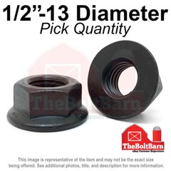1/2″-13 Grade 8 Smooth Hex Flange Nuts Coarse Black Phos & Oil (Pick Qty)