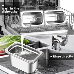 4-Pack 1/9 Size 4″ Deep Stainless Steel Food Pan w/ Lid Steam Table Hotel Pan