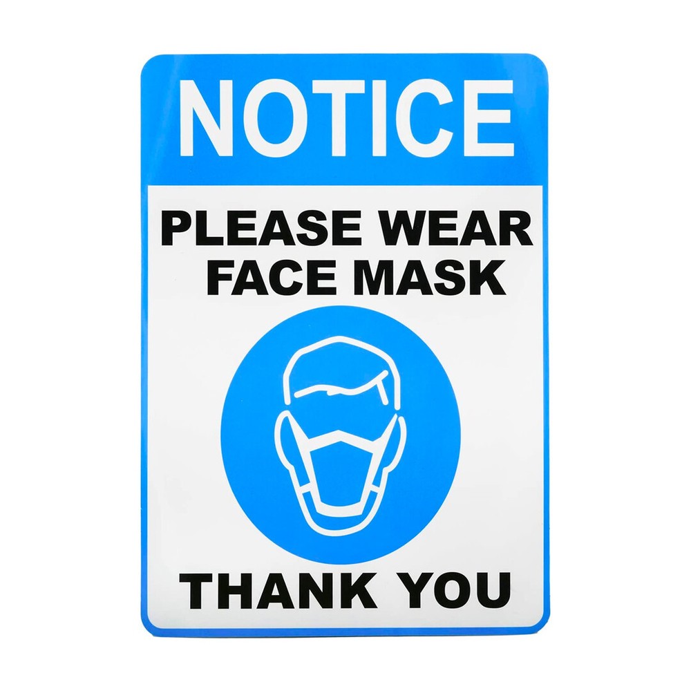 100 Pack – Face Mask Required Sticker Sign – Mask Mandate Compliance Decal