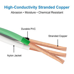 12 AWG THHN Wire 50FT 3-Color Set (Black/White/Green) – Stranded Copper, Pre-Twi