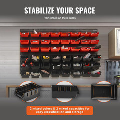 48-Bin Wall Mounted Storage Bins Parts Rack Organizer Garage Shop Tool Organizer