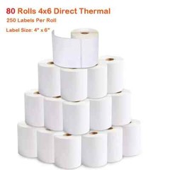80 Rolls 4×6 Direct Thermal Labels 250 Per Roll For Zebra Eltron LP2844 ZP450 US