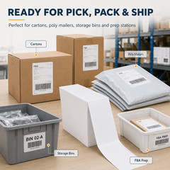 4×6 inch Fanfold Direct Thermal Labels, White – 3000 Count