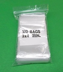 100 3×4 White Block Bags 2mil Reclosable Poly Writeable 3″ x 4″ Squeeze Top Lock