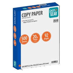 Pen + Gear Copy Paper, 8.5″ x 11″, 92 Bright, White, 20 lb, 1 Ream ,500 Sheets.