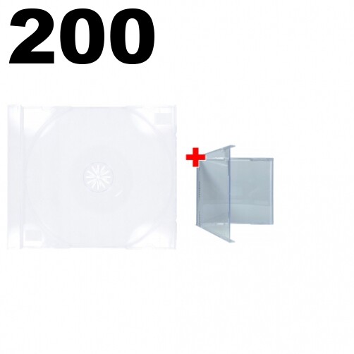 200 STANDARD Clear Unassembled CD Jewel Case